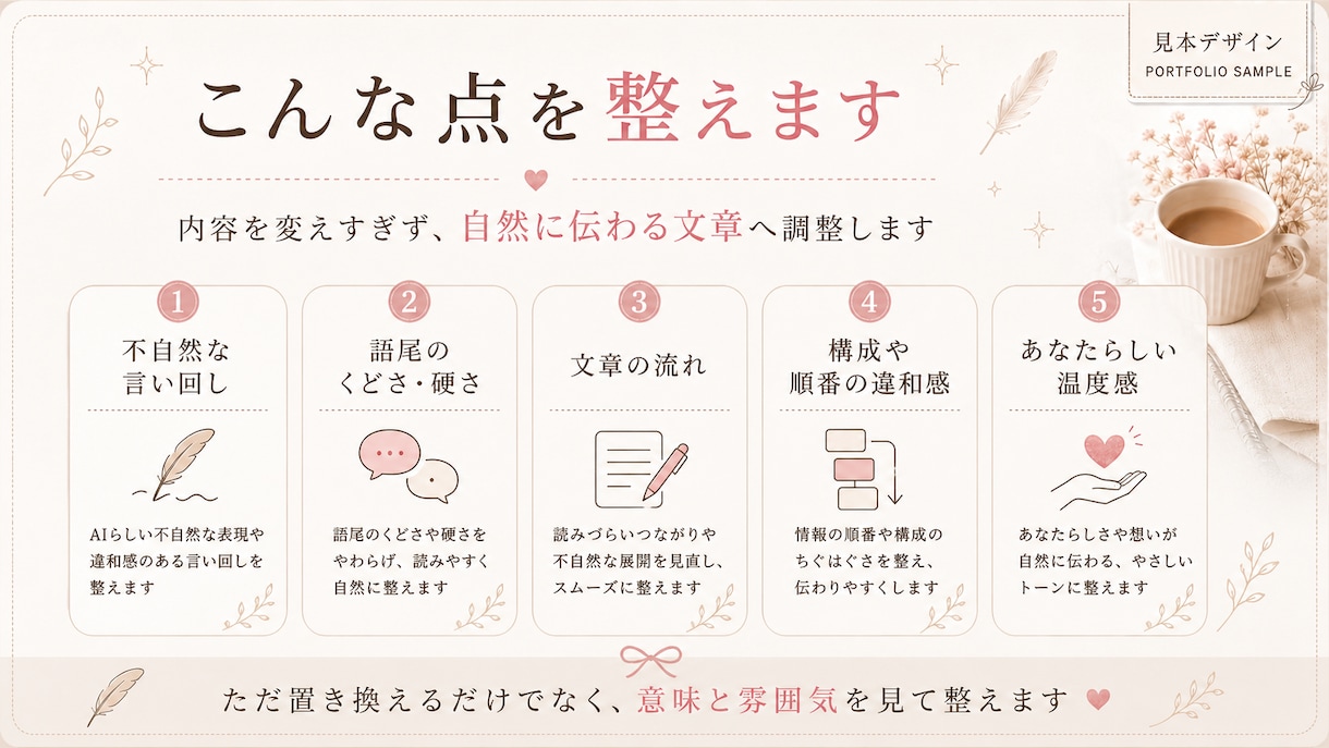 AIの文章を人間味ある暖かい文章 にリライトします 意図や温度を残し、自然に伝わる文章へ戻します イメージ3