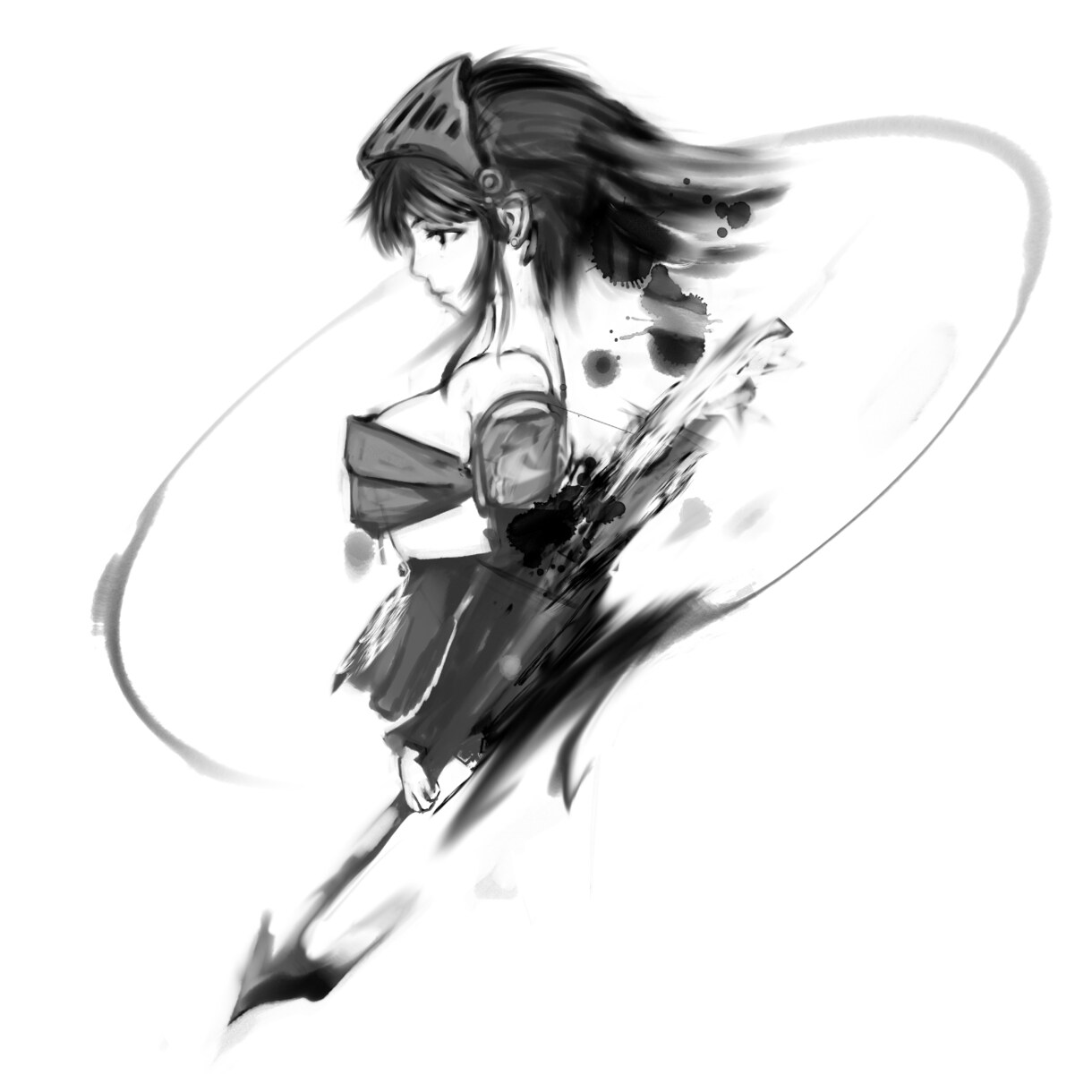 墨絵 - 躍動感ある水墨画の和風イラスト描きます かっこいいモノクロの人物水墨画はお任せください。 イメージ2