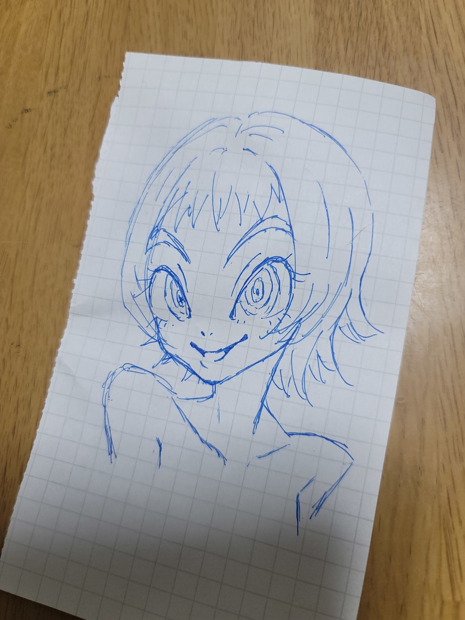 アナログでバストアップの線画イラスト描きます ほぼ一発描きでアナログならではの質感が特徴です イメージ4