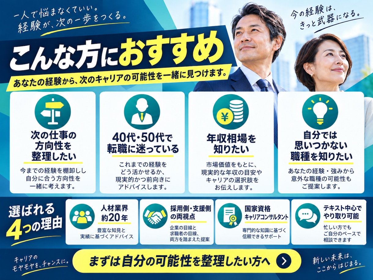 今の経験で狙える仕事・年収を分析します 市場価値・意外な職種・応募戦略まで具体化 イメージ5