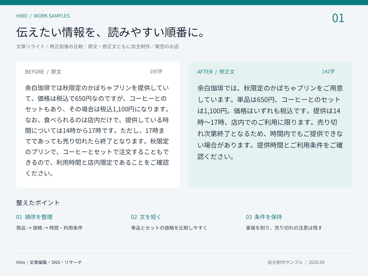 旅行記事や施設の案内文を読みやすく整えます 原稿1,000字・2,000円｜修正前後を見て相談 イメージ2