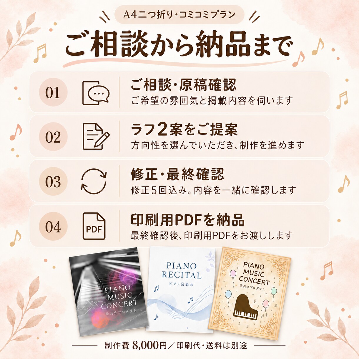 音楽講師が発表会プログラムを丁寧に制作します ラフ2案・修正5回！6項目込みで8,000円 イメージ4