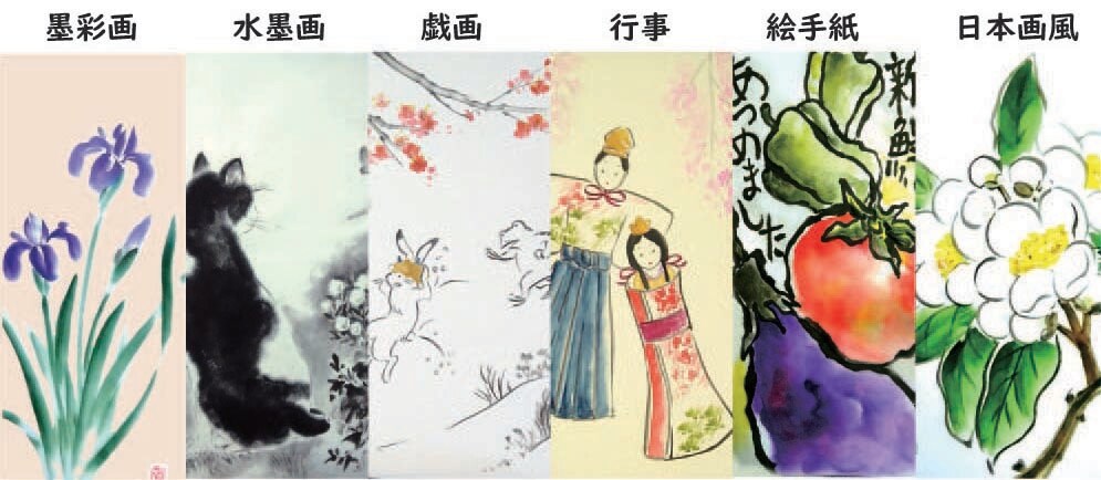 オリジナル葉書を制作★和風絵画で描きます 墨彩画・水墨画・戯画・絵葉書。いろいろな絵柄でオーダーメイド イメージ2
