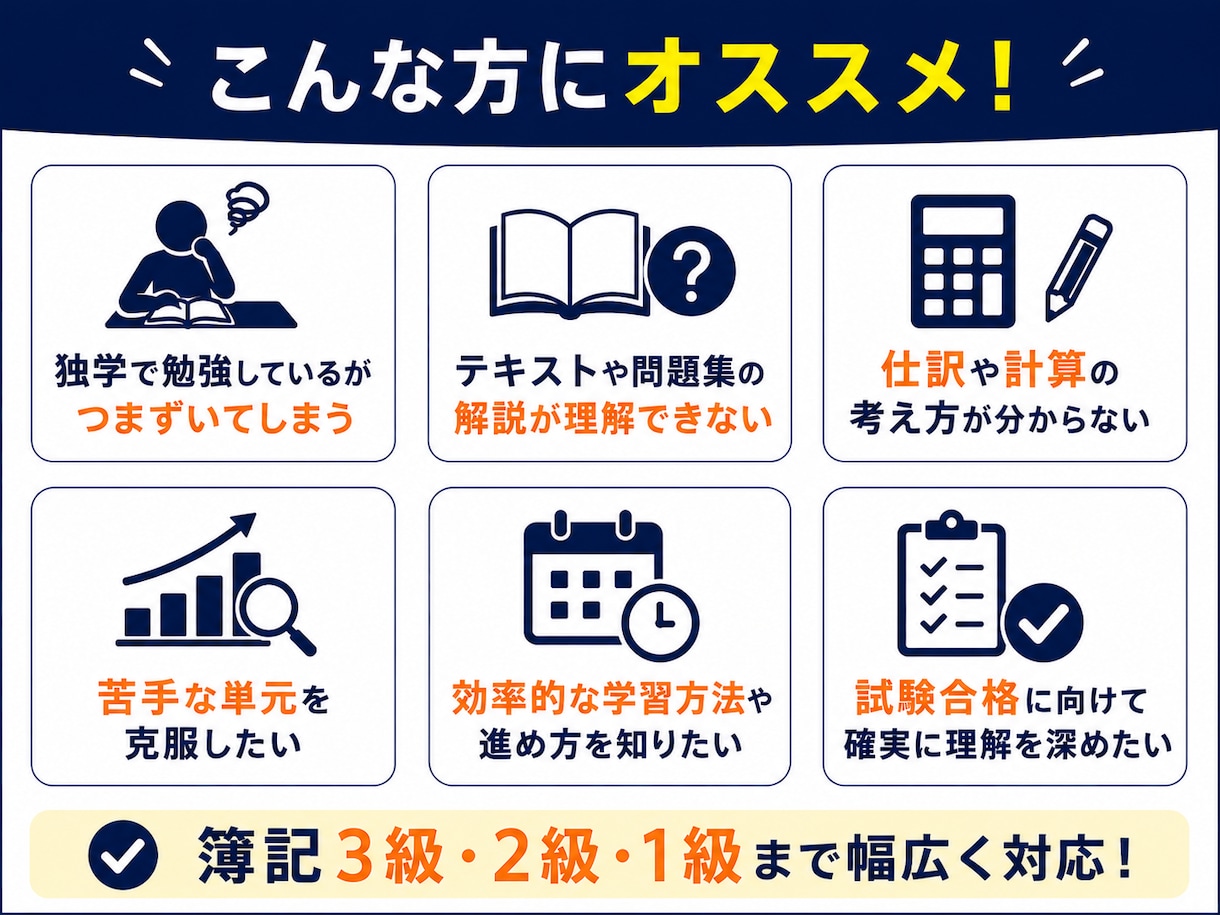 簿記質問室！2週間チャットでお答えします 日商簿記1〜3級相当の質問の2週間チャットサポート！ イメージ2