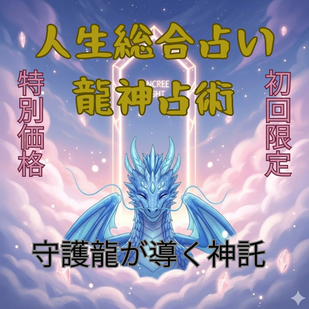 龍神占術、恋・仕事・人間関係流れを龍神が導きます もう迷わない龍神と四柱推命の極致。現状を打破し幸せを掴む指針 イメージ1