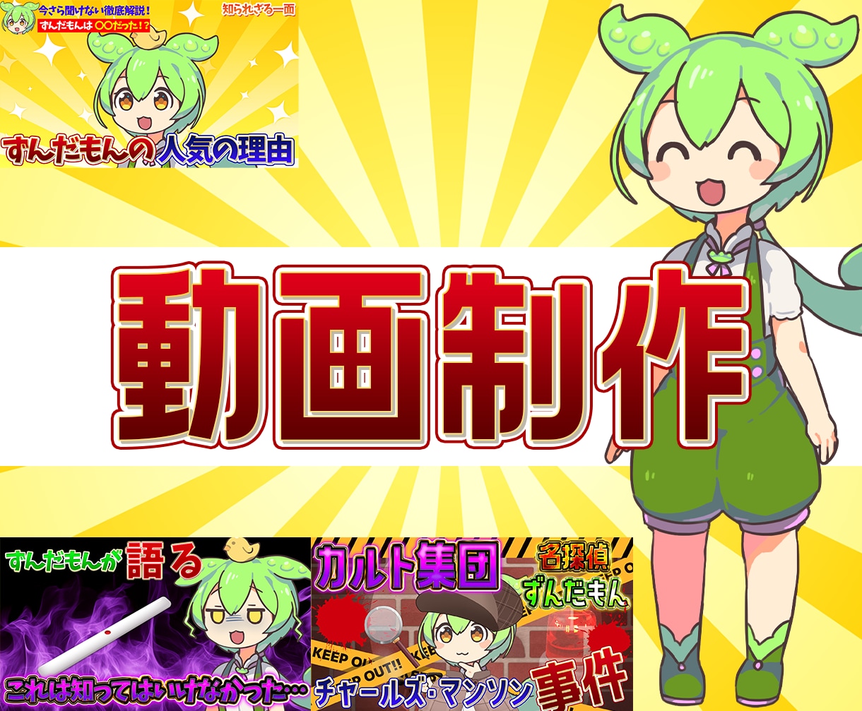 ずんだもんのYouTube動画を制作します 丸投げOKです！台本のみご用意下さい。 イメージ1