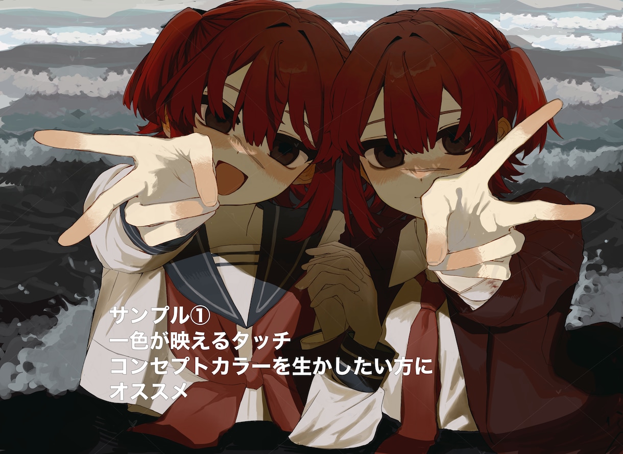 2人構図◎3月末日納期でお渡し致します キャラデザ無償&人物背景小物追加無償&下書き修正無制限 イメージ2