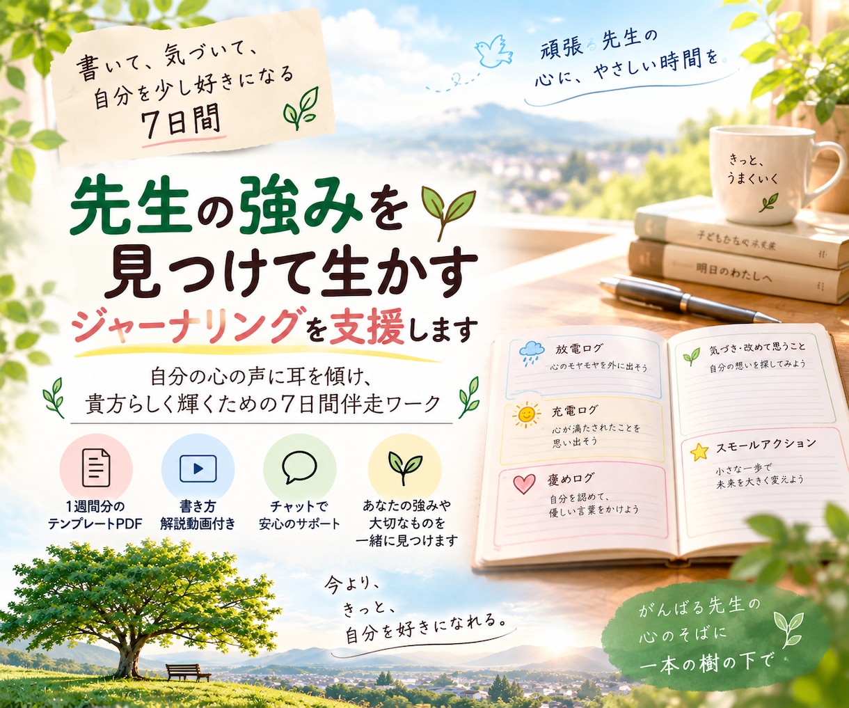 先生の強みを見つけ生かすジャーナリングを支援します 自分の心の声に耳を傾け、貴方らしく輝くための7日間伴走ワーク イメージ1
