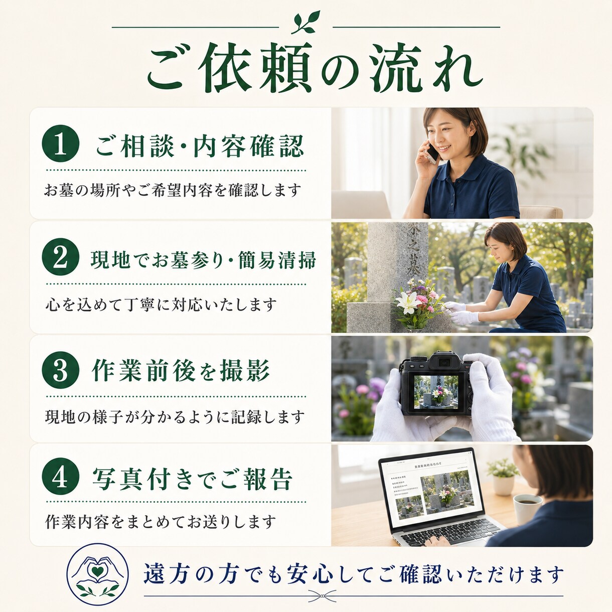 足立区周辺のお墓参り代行を承ります ご家族に代わり心を込めてお参りします イメージ3