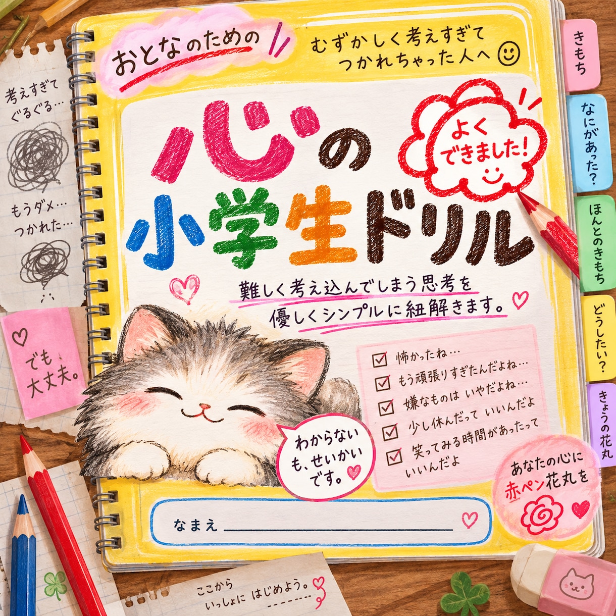 難しく考えすぎた心を小学生ドリルで紐解きます 短文でいい、ひらがなでもいい｜大人の心に赤ペン花丸 イメージ1