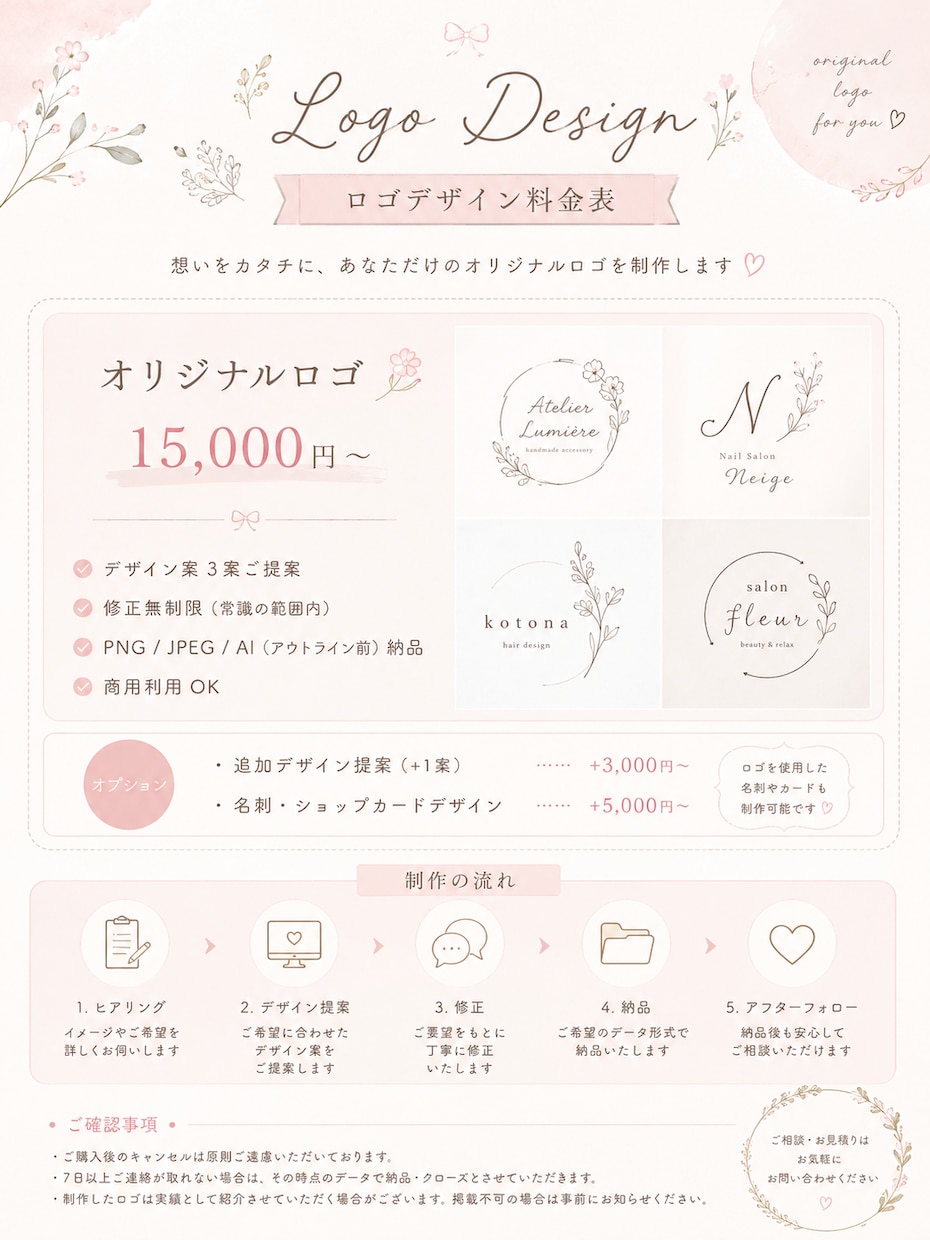 想いを形にするロゴデザイン作ります 長く愛されるブランドづくりを。 イメージ1