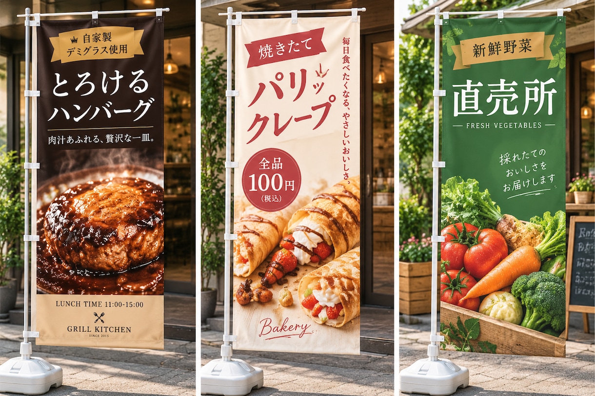 店舗・イベント用タペストリー／のぼり制作します 飲食店・キッチンカー・催事｜遠くからでも伝わる販促デザイン イメージ3