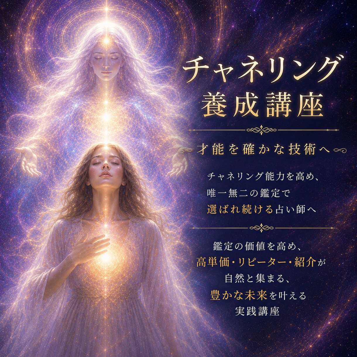 チャネリング占い師養成❇占い師のスキルアップします 本物の占い師として、ご新規様、リピーター様呼びよせます。 イメージ1