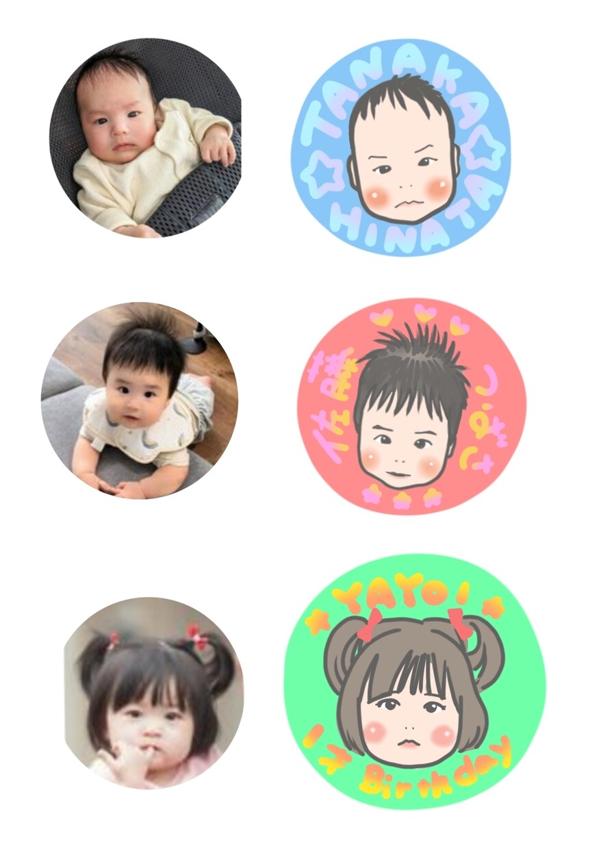 シンプル可愛い似顔絵（データのみ）作成します SNSアイコンや印刷してストラップとして使用も出来ます！ イメージ1
