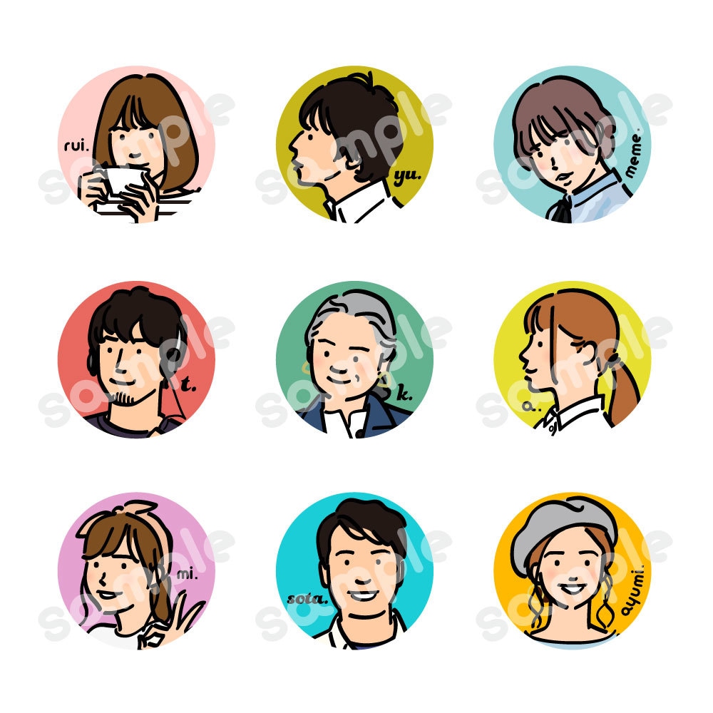 シンプルで今風なSNS似顔絵カラーアイコン描きます アイコン、今風、おしゃれ、シンプル、イラスト、似顔絵 イメージ2