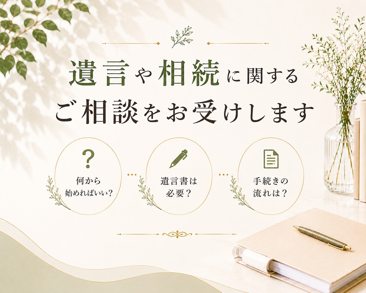 相続や遺言などのお悩み、ご相談をお受けします ～将来に備えたい方も、現在お困りの方も～ イメージ1