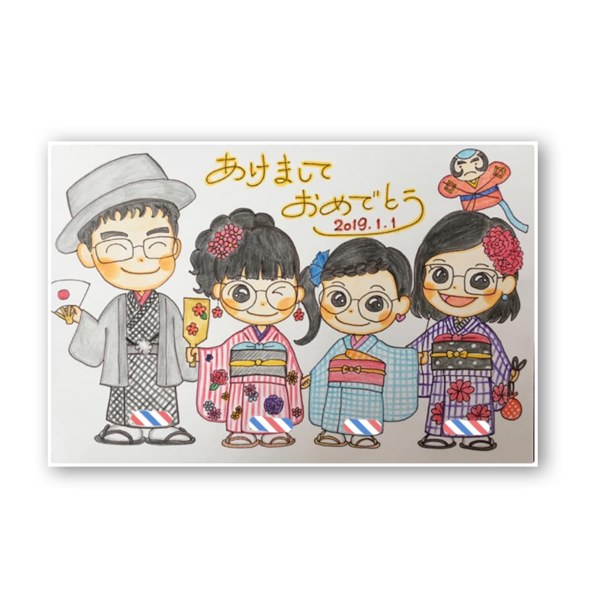 1名1500円〜年賀状用似顔絵お描きします 今年は手描き似顔絵付きの年賀状を作ってみてはいかがですか？ イメージ2