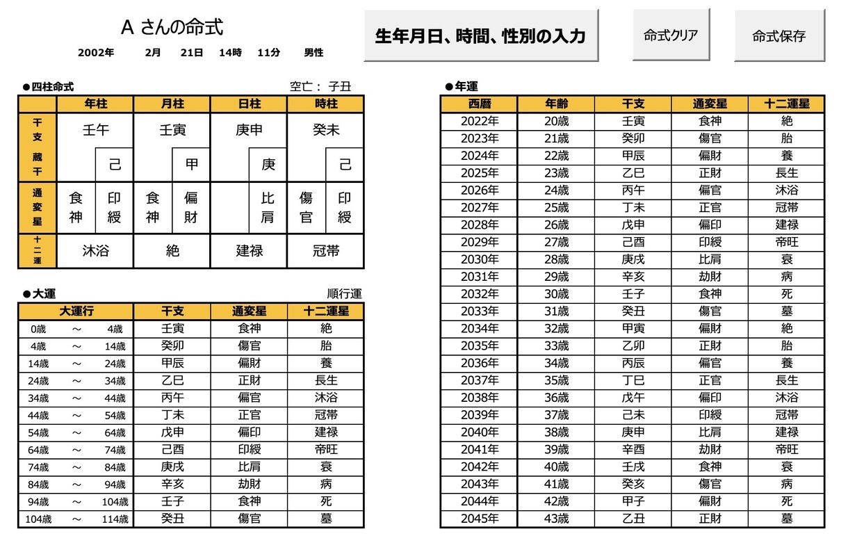 四柱推命で命式や鑑定書、運勢グラフをお出しします 命式、性格・本質等の鑑定書、大運、年運、運勢グラフ イメージ2