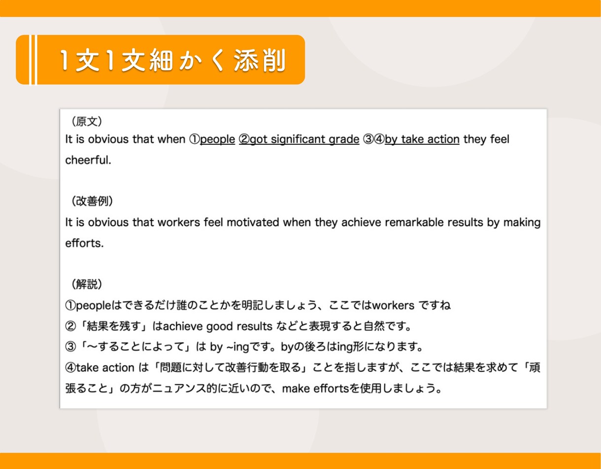 本番の採点基準で英検のライティングを添削します 4つの採点項目から予想得点を算出 / 新形式の要約問題対応！ イメージ5