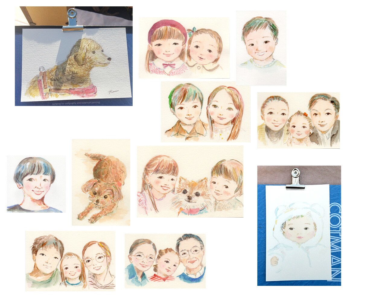 おしゃれな水彩の似顔絵 描きます 透明水彩絵の具で描く柔らかく温かい雰囲気の似顔絵です イメージ4
