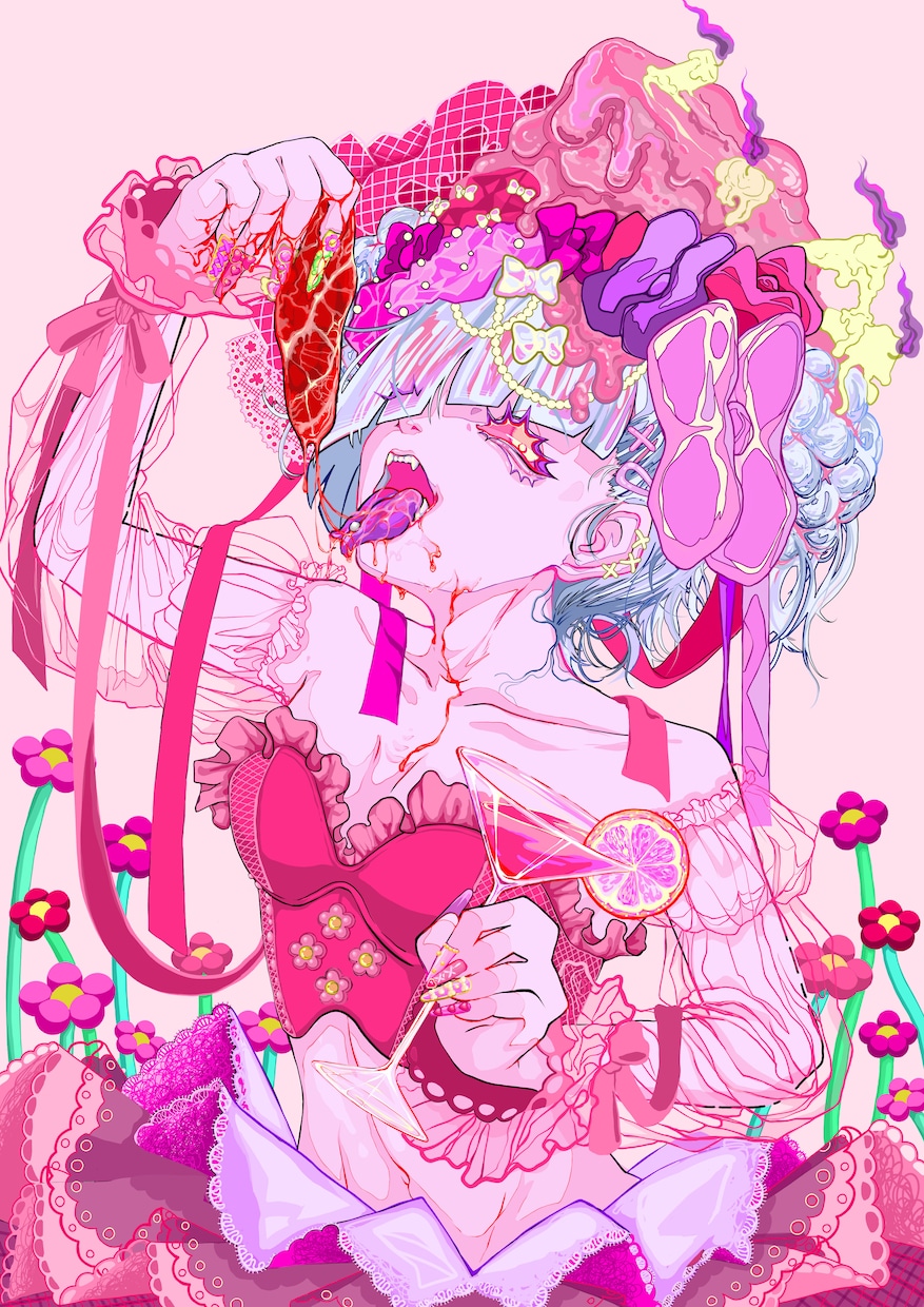 毒のあるかわいい女の子描きます 独自の毒々しくて危うい感じのかわいい女の子をお届けします。 イメージ4