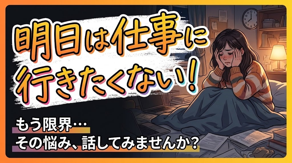 明日の会社に行きたくない！お話聞かせていただきます ５分からでも全然OK！話すだけで心が軽くなります。 イメージ1