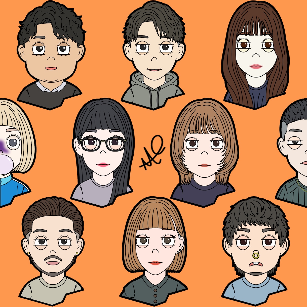 最短１日！おしゃれな似顔絵イラスト描きます お写真・顔画像を元に、似顔絵イラスト・アイコン描きます！ イメージ1