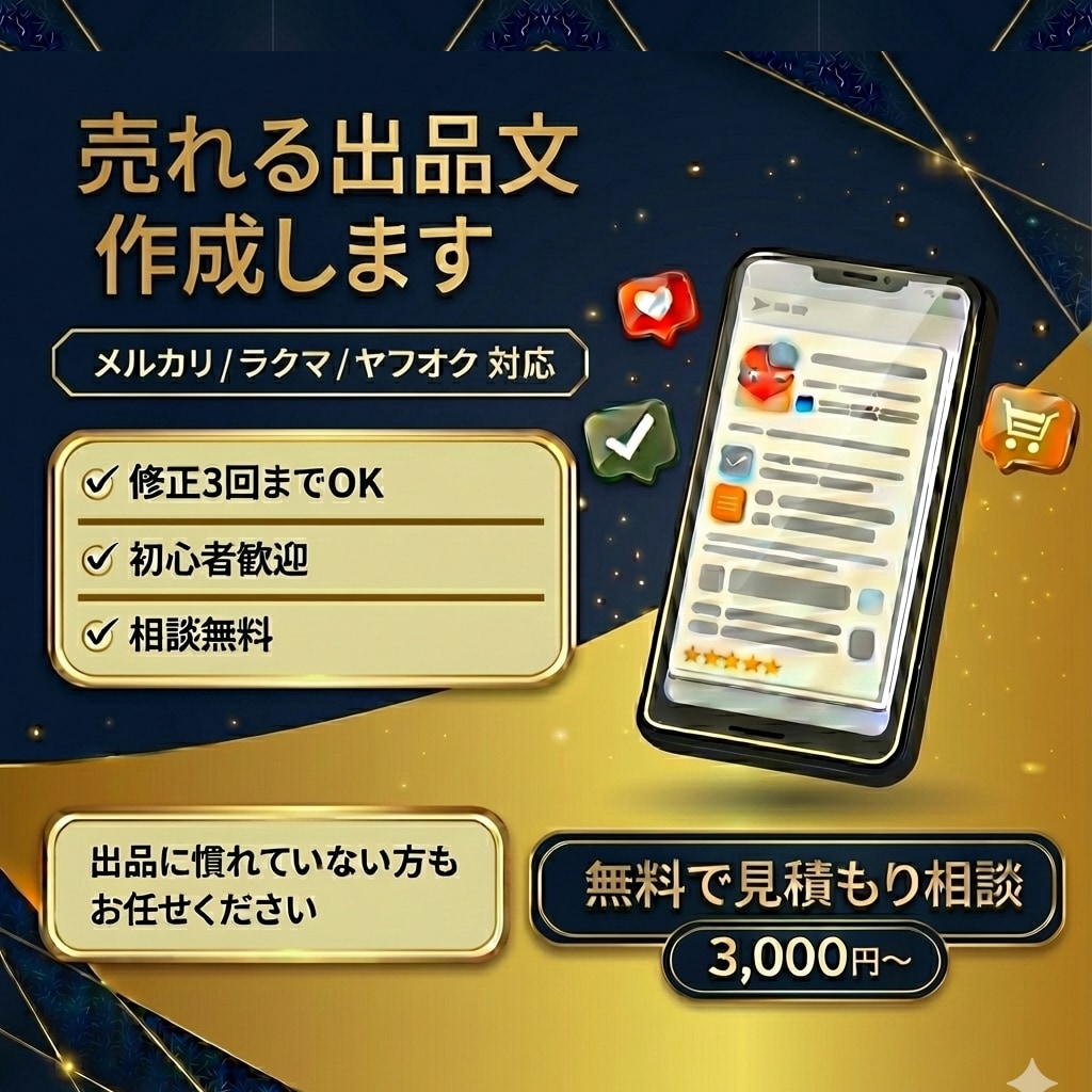 出品用文章【ヤフオク メルカリ ラクマ】を作ります 出品に慣れてない方、商品説明の書き方がわからない方など イメージ1