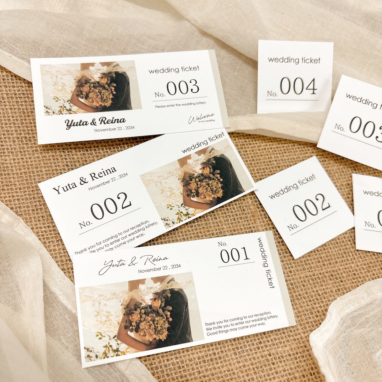 オシャレな【ウェディング宝くじ】を作成します チケット＆抽選券のセット♡　写真入りの選べる3つのデザイン イメージ1