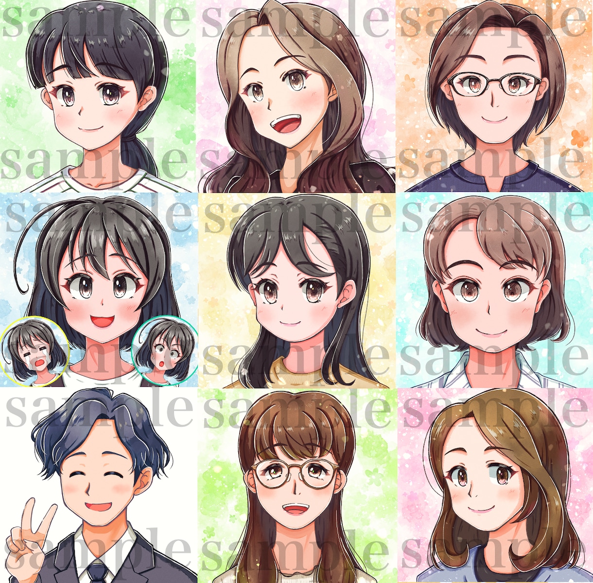 アニメ調の似顔絵でSNSの魅力UPをお手伝いします 評価5.0｜写真から笑顔のアニメ調アイコンを描きます イメージ5