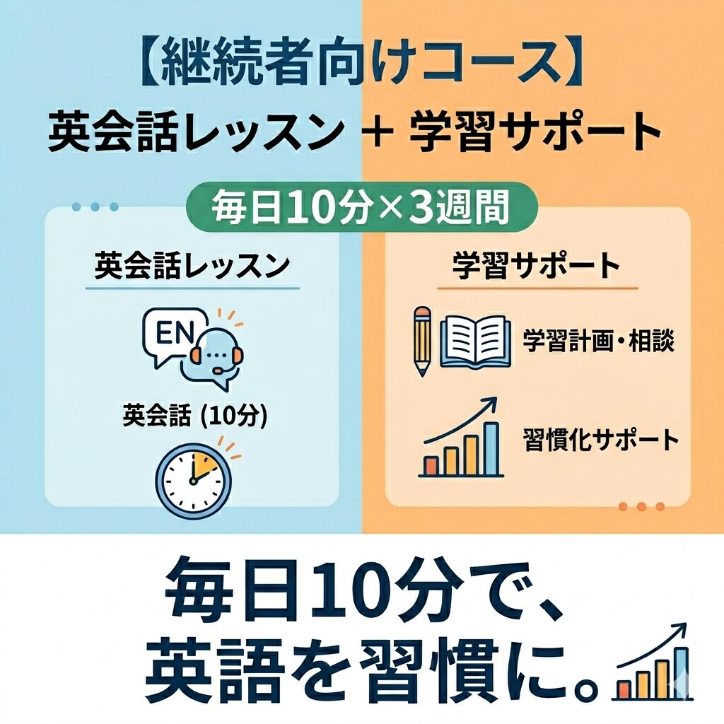 専用継続コース！英会話3週間サポートします モニター後の継続者様用コースです イメージ1