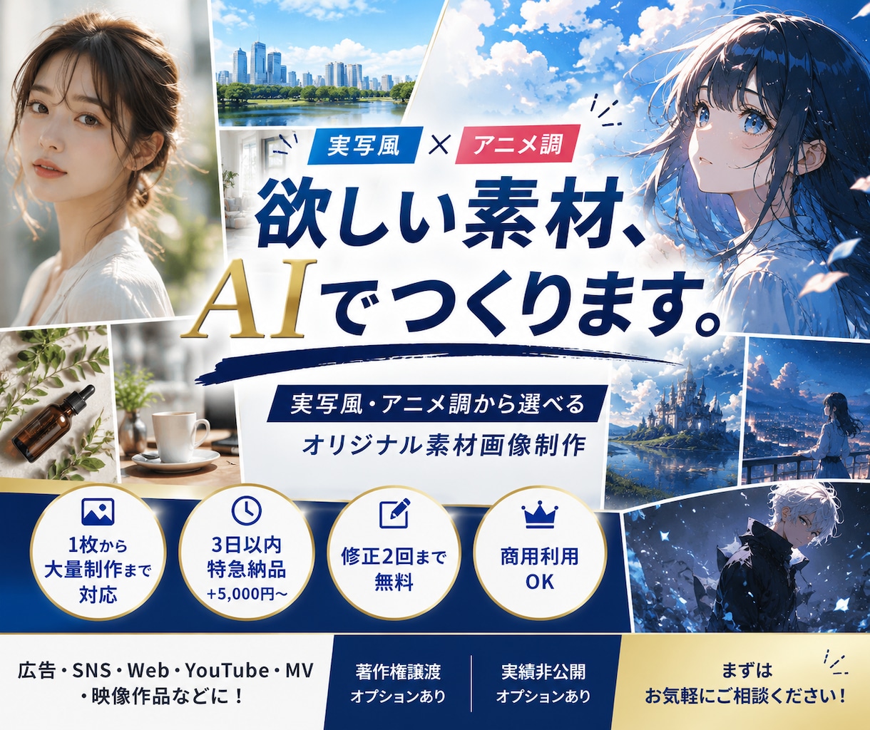 実写・アニメ対応AIでオリジナル画像を制作します 広告・SNS・Web・YouTube・MV・映像作品に対応 イメージ1