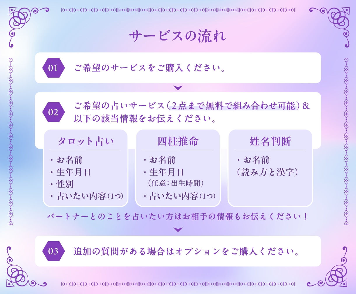 恋愛特化/恋の答えを導きます 2点まで組み合わせ自由♦︎タロットカード/四柱推命/姓名判断 イメージ2
