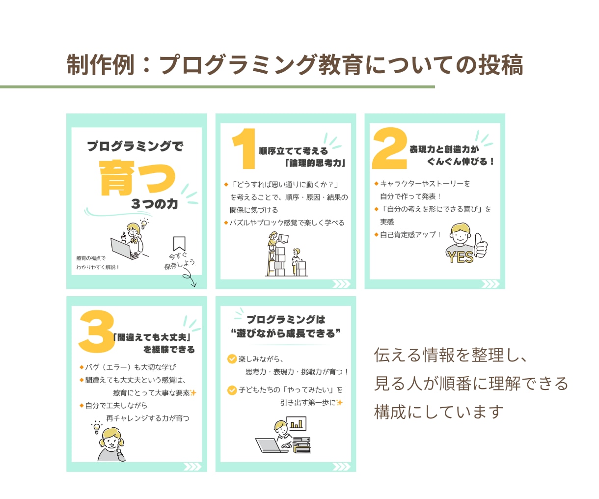 投稿内容から相談→Instagram画像を作ります 「何を投稿する？」を整理して、最大5枚の投稿画像に仕上げます イメージ6