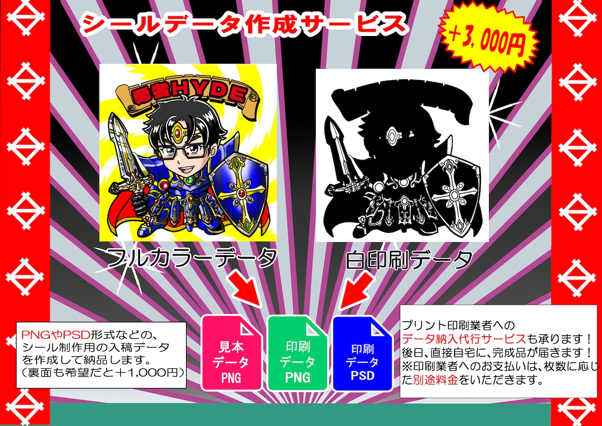 ビックリマンシール風似顔絵イラストを制作します シール実物も作成可能！広告・SNS・プレゼント等で必要な方へ イメージ4