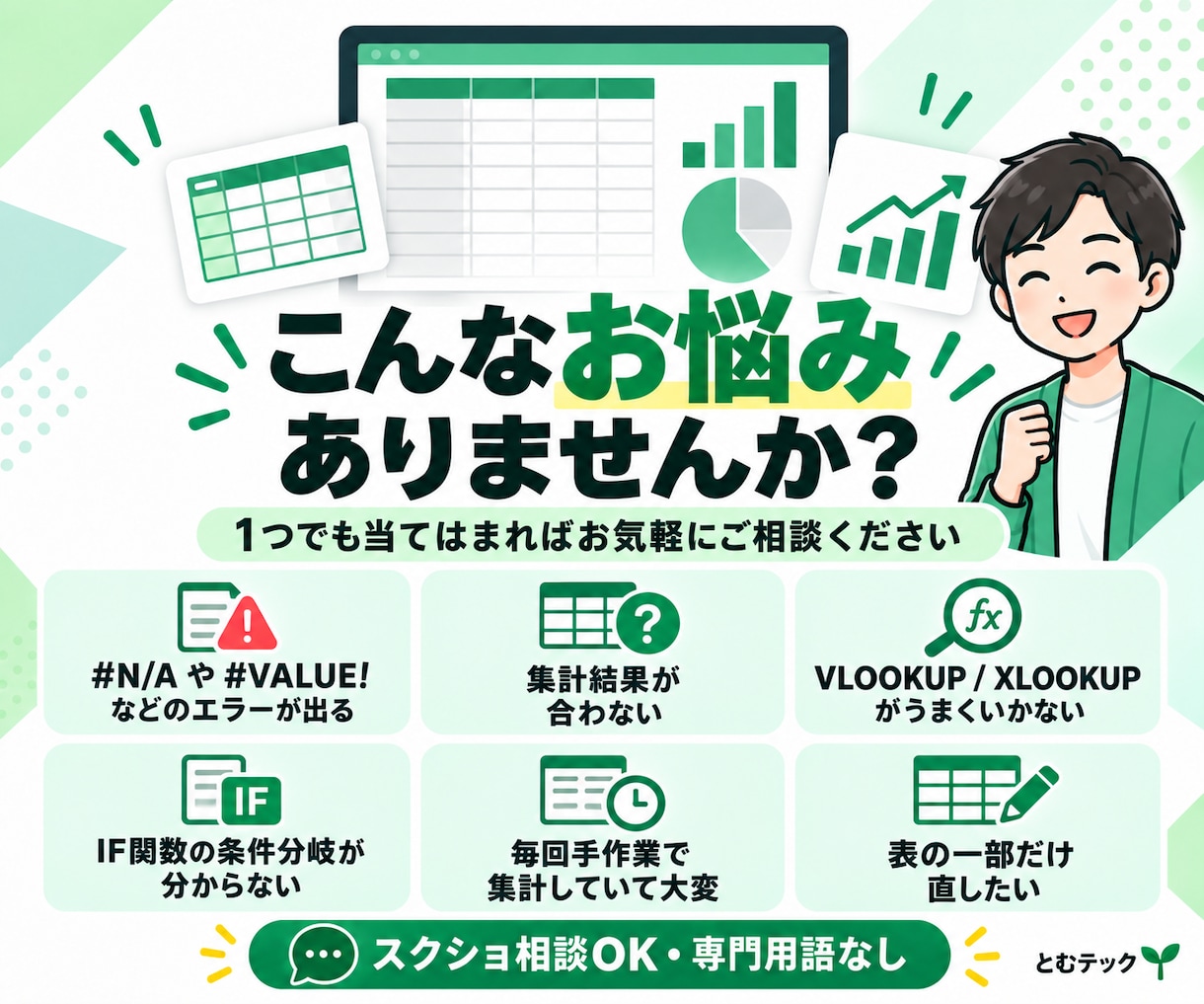 Excelの関数・集計・エラーを解決します 専門用語は不要！やりたいことをそのままお聞かせください イメージ2