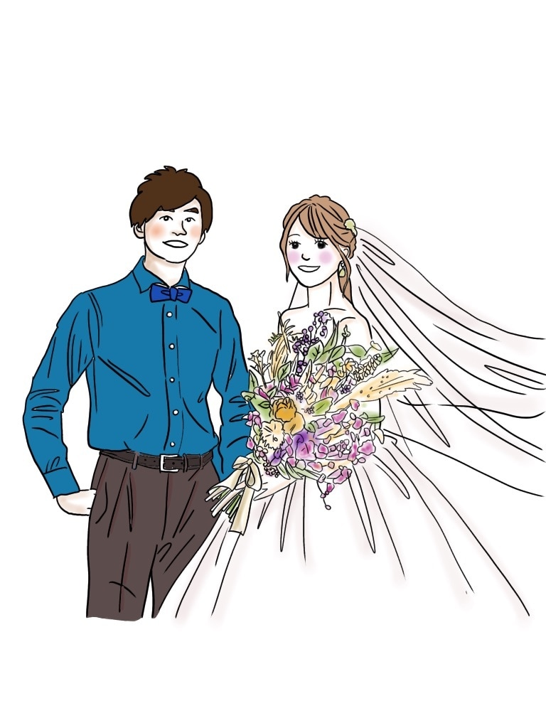 結婚式のアイテムに使えるイラストを描きます 写真を元にイラストを作成して画像でお届けします◎ イメージ6