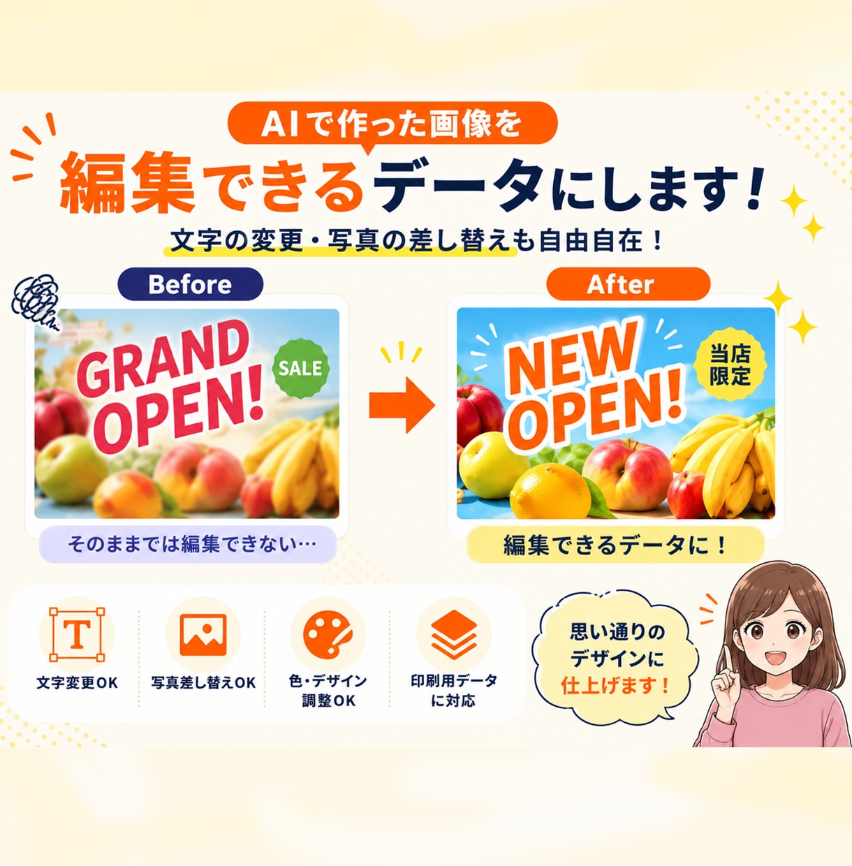 AI生成画像／そのまま使えない問題解決します ⭐︎その画像を編集可能データにトレース！ イメージ3