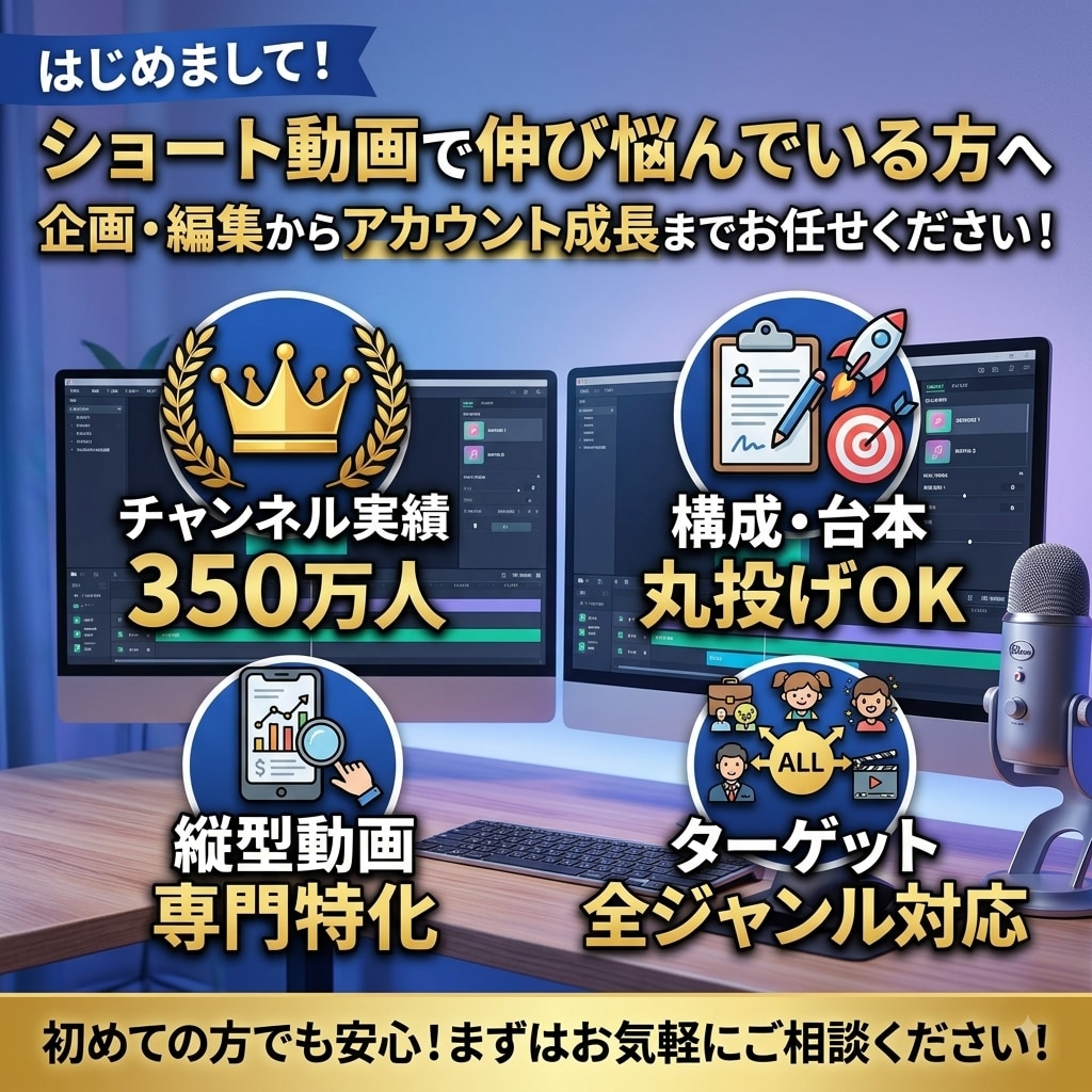 離脱されない引きのある縦型ショート動画を制作します 切り抜きも対応！バズと視聴維持率を意識した動画を制作します イメージ2