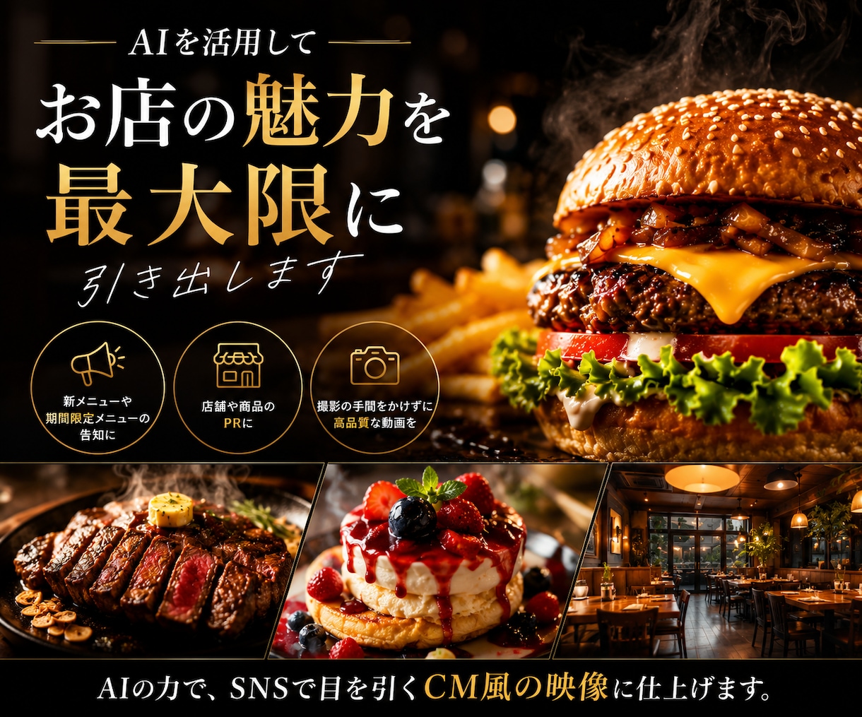 飲食店・食品向けAI広告・PR動画を制作します 撮影不要！SNSで目を引く飲食店・食品のCM風PR動画を制作 イメージ3