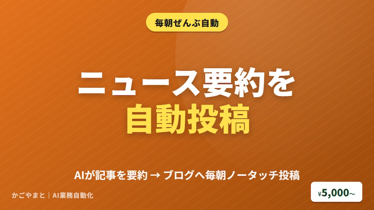 ニュース要約×ブログ自動投稿ボット構築します 毎朝AIがニュースを要約→ブログへ自動投稿 イメージ1