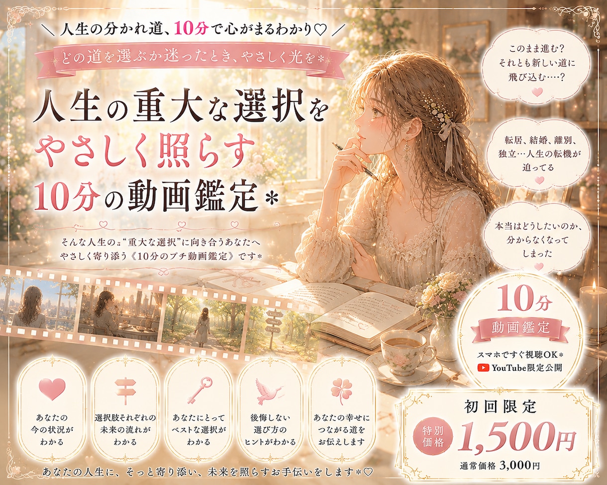 どちらを選択すればいい？悩みに寄り添い鑑定します 簡単★ワンクリックで鑑定動画を即視聴 ♬*゜ イメージ1