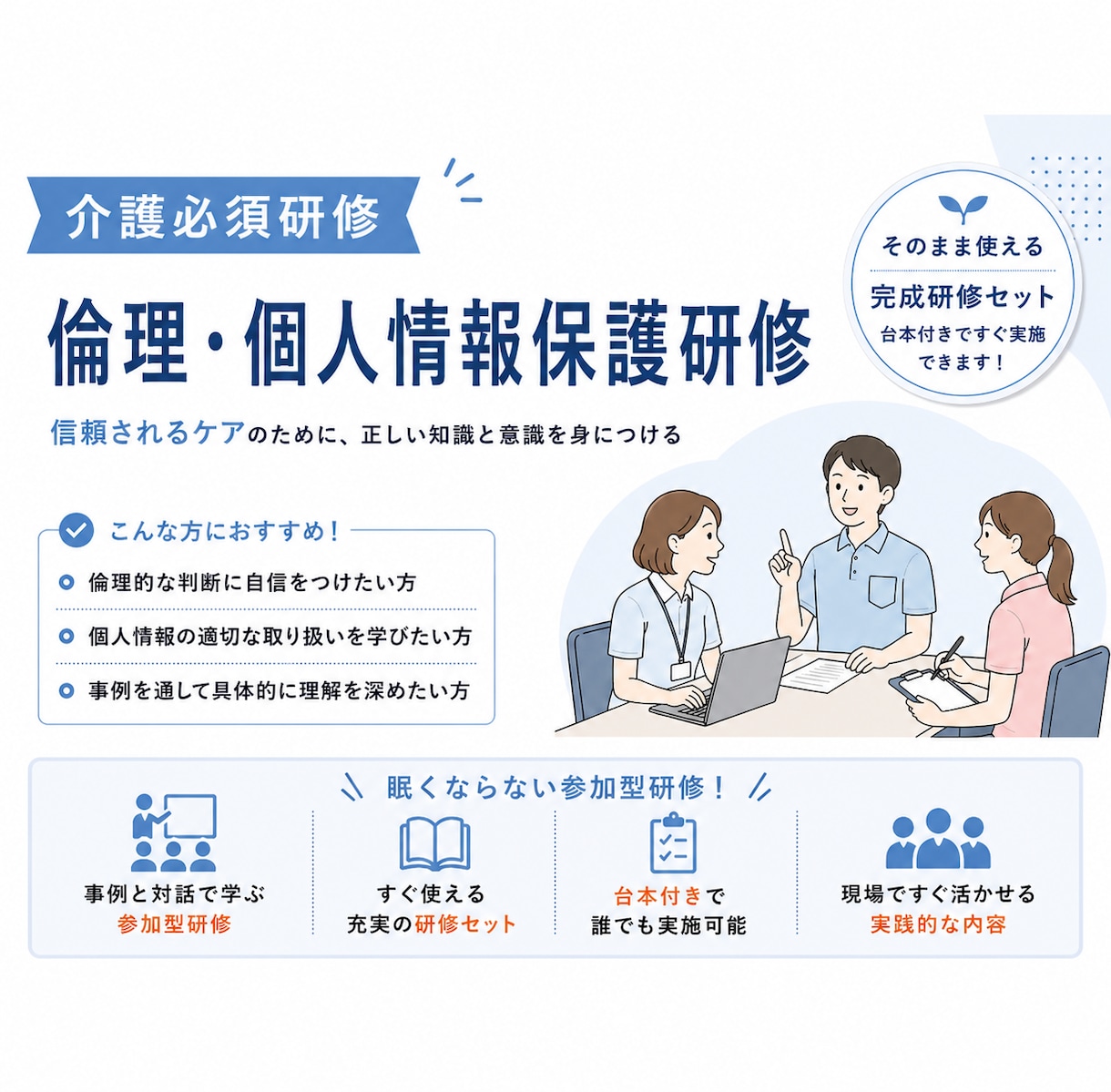眠くならない介護の倫理・個人情報保護研修作ります 事例10パターン・司会台本付きで安心 イメージ1