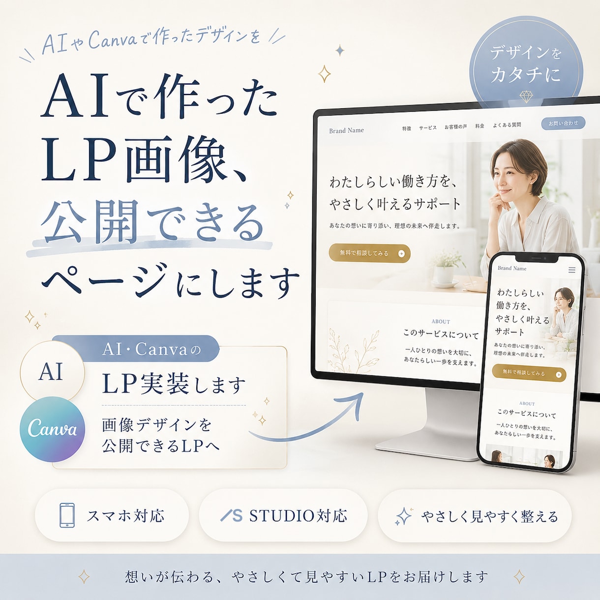 AI・CanvaのLP実装します 画像デザインを公開できるLPへ イメージ1