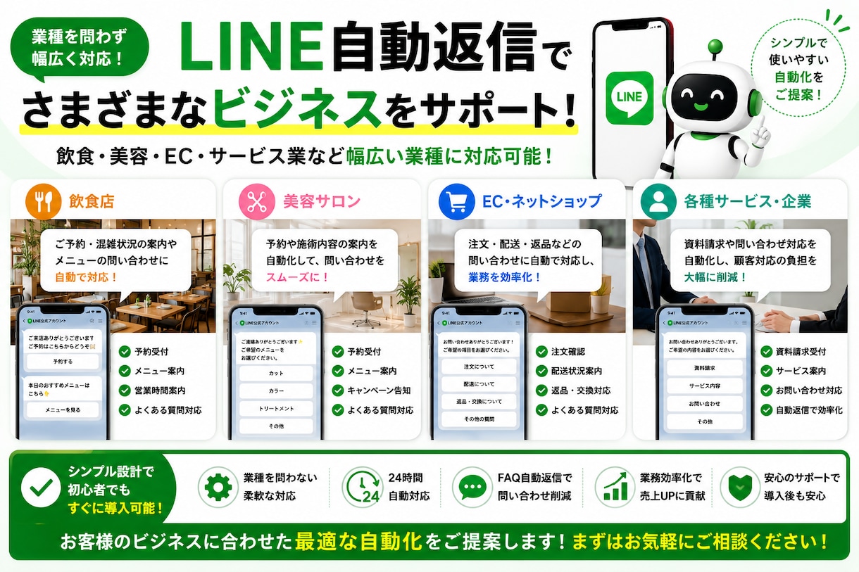 LINE自動返信を構築します LINE対応を自動化し業務効率化 イメージ5