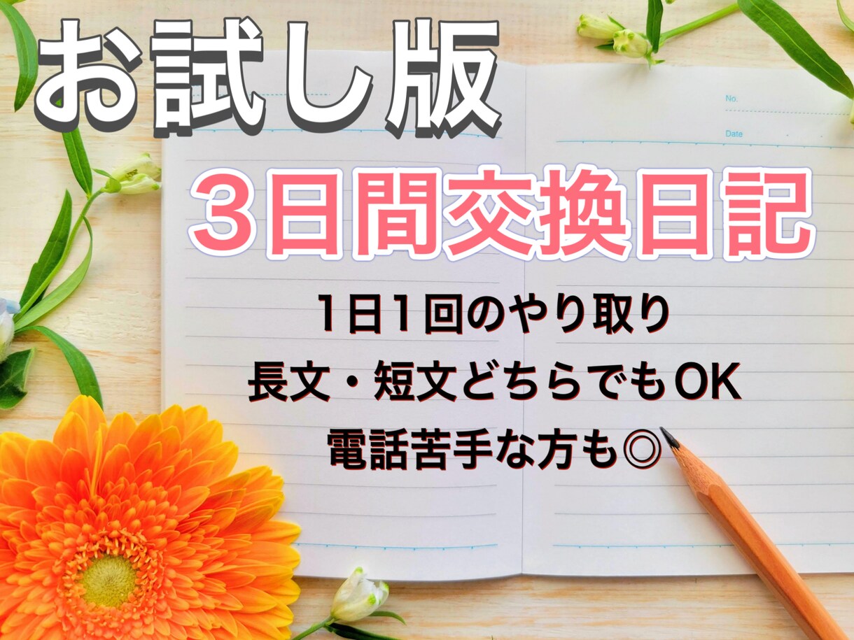 3日間交換日記✩.*˚1日1回やり取りします 長文でも短文でもOK!1日1回交換日記しましょう✩.*˚ イメージ1