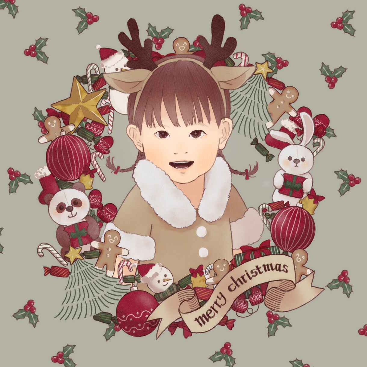 クリスマスにぴったりな似顔絵を描きます プレゼントやSNSアイコンにおすすめ！ペットも描けます。 イメージ6