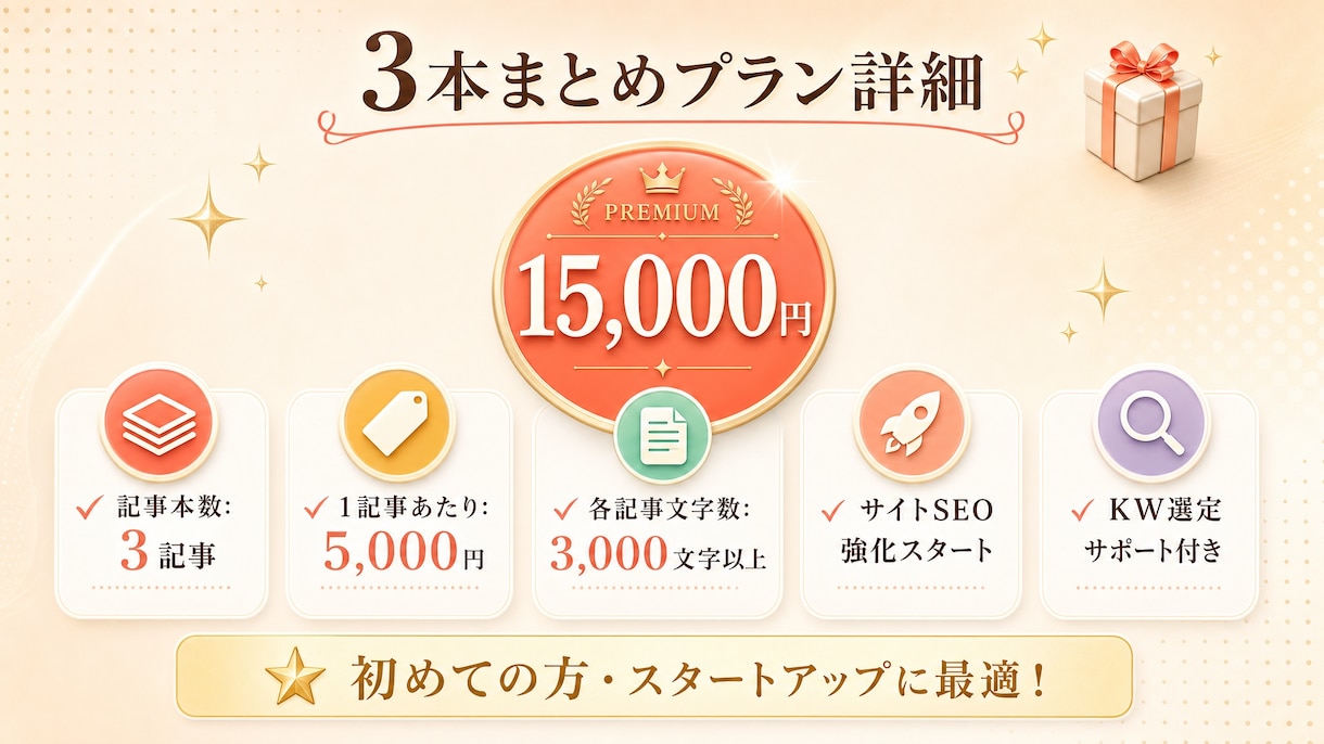 3本まとめ｜SEOディレクターが勝てる記事作ります 1記事ずつ頼むのは面倒…でも、いきなり大量発注は不安な人へ イメージ3