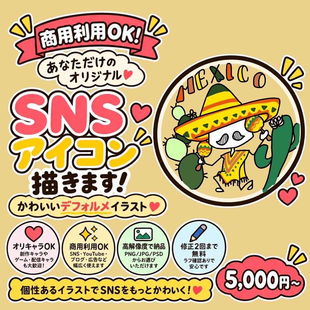 商用利用OK☆SNSアイコン描きます オリジナルキャラをかわいいデフォルメイラストにします イメージ1