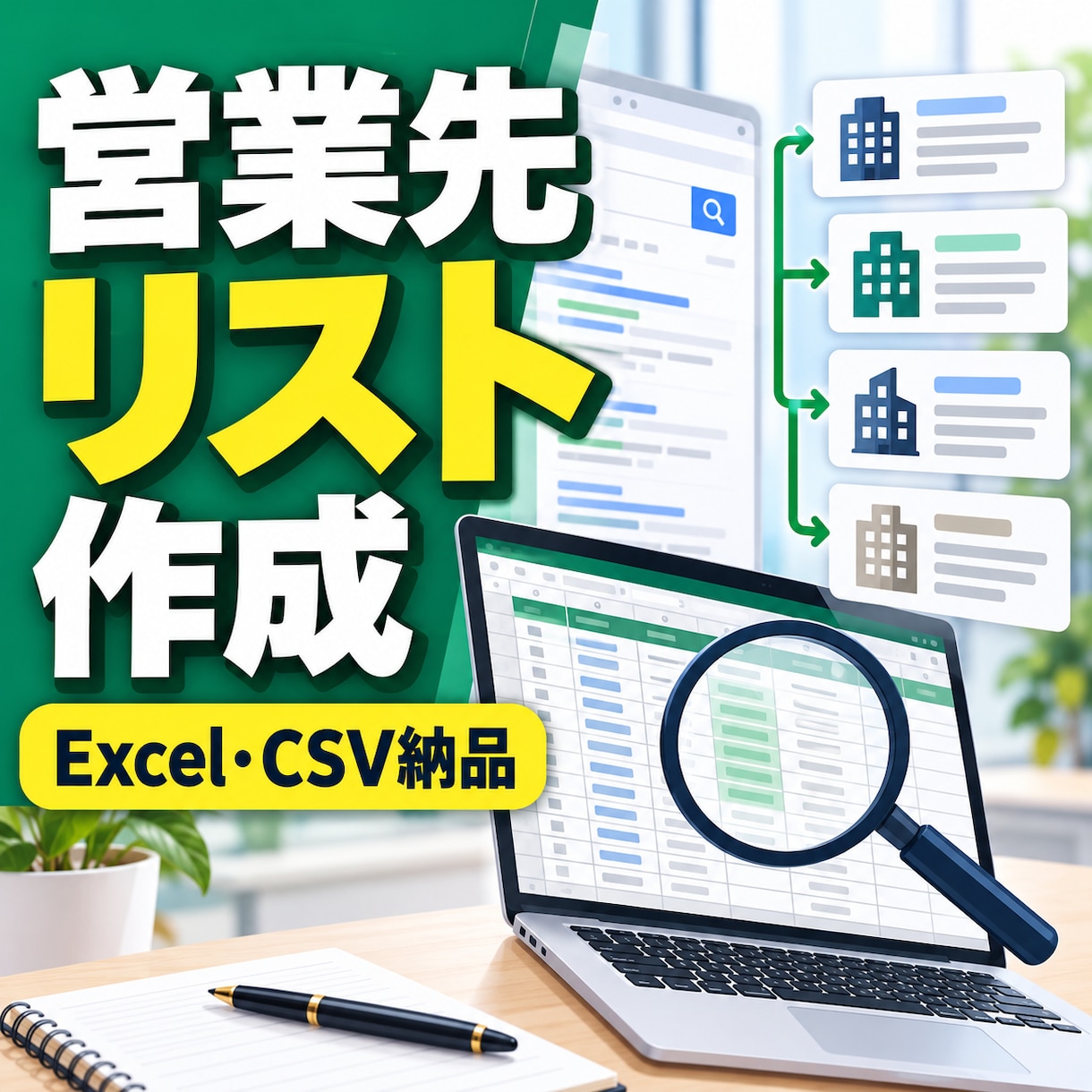 条件に合う営業先・企業リストを作成しますます 業種・地域を指定するだけで営業候補を一覧化します イメージ1